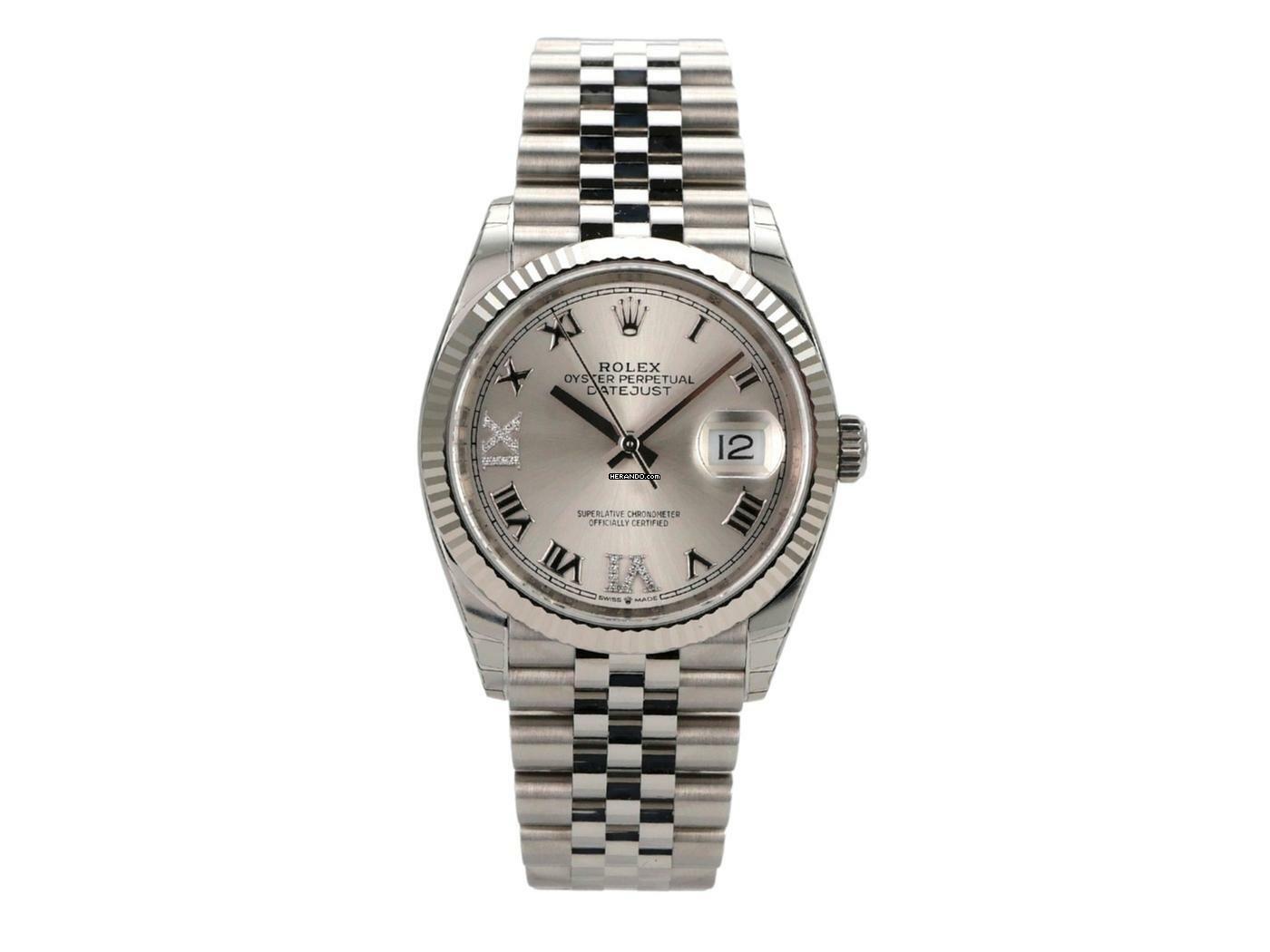 Rolex Datejust 36 Oystersteel / Weißgold 126234 Silber Römisch DIA Jubile </h1>