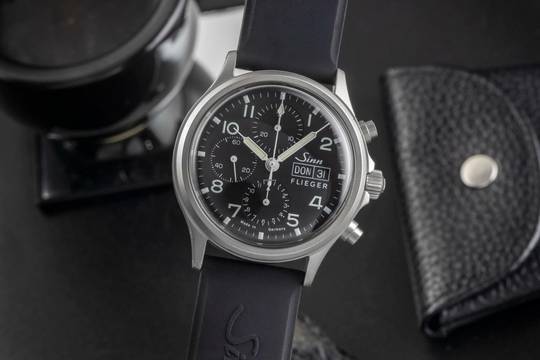  Sinn 358 Flieger Day-Date Chronograph Black Dial Stahl Automatik Ref. 358 