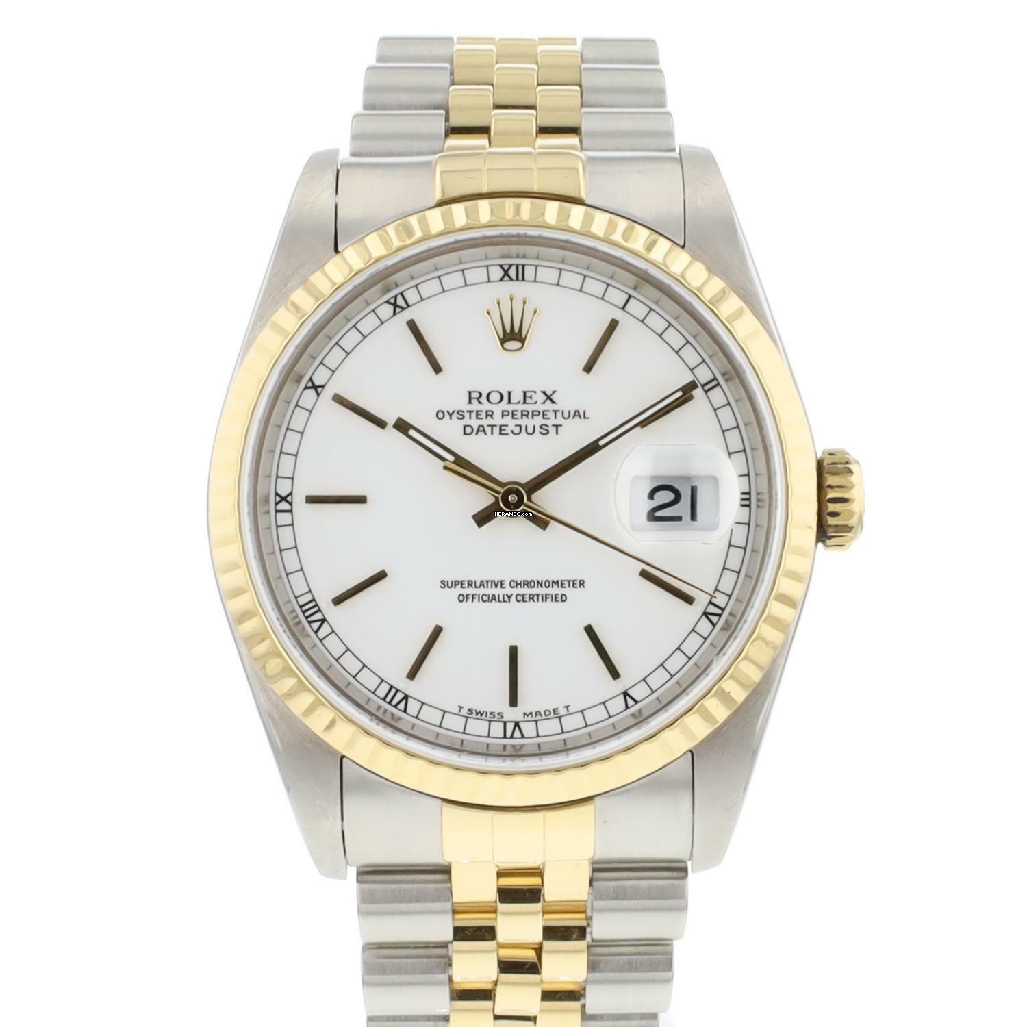  Rolex Datejust 36 Steel Gold Jubilee Fluted White Dial </h1> 
