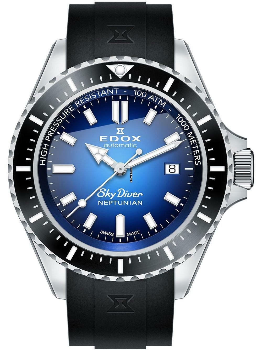  Edox 80120-3NCA-BUIDN Skydiver Neptunian Automatik Herrenuhr 44mm 100ATM 
