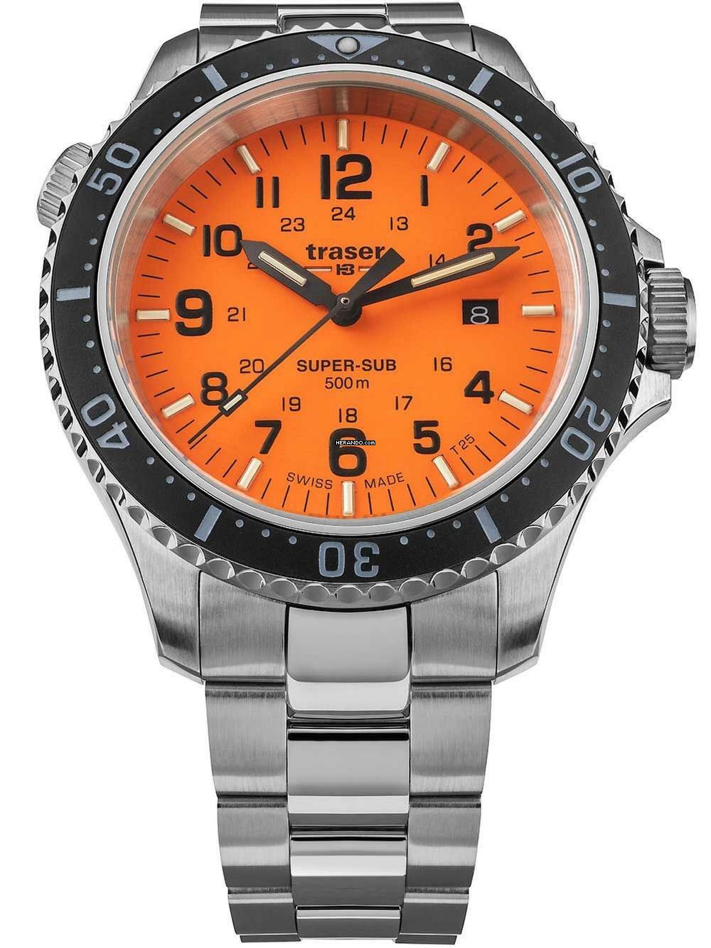 Traser H3 109381 P67 T25 SuperSub Orange Herrenuhr 46mm Taucheruhr 50ATM