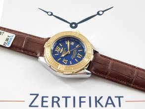 Thumbnail von Breitling Cockpit Lady B-Class / Cockpit Lady Goldlünette und neuem Lederband im TOP Zustand 31 mm seltenes blaues Zifferblatt </h1>