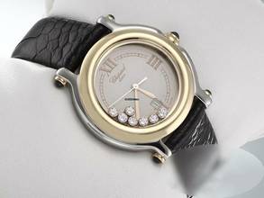 Thumbnail von Chopard Happy Sport Diamonds 27/8239 Edelstahl Gelbgold 750 Diamanten Stahl Steel 18kt Yellow Gold White Dial </h1>