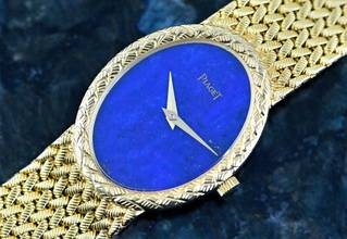 Thumbnail von Piaget rare Vintage Dress Watch | 9862 D 3 | Lapis Lazuli Dial | Yellowgold </h1>