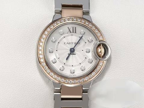  Cartier Ballon Bleu 28mm Edelstahl Rosegold 750 Diamanten W3bb0009 Stahl Gold 