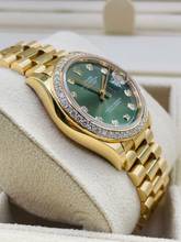 Thumbnail von Rolex Datejust 31 President Yellowg. BOX & PAPERS NEW 2024 Green Dial Orig. Diamond Setting