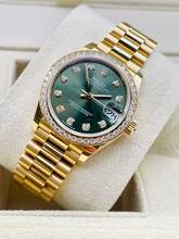 Thumbnail von Rolex Datejust 31 President Yellowg. BOX & PAPERS NEW 2024 Green Dial Orig. Diamond Setting