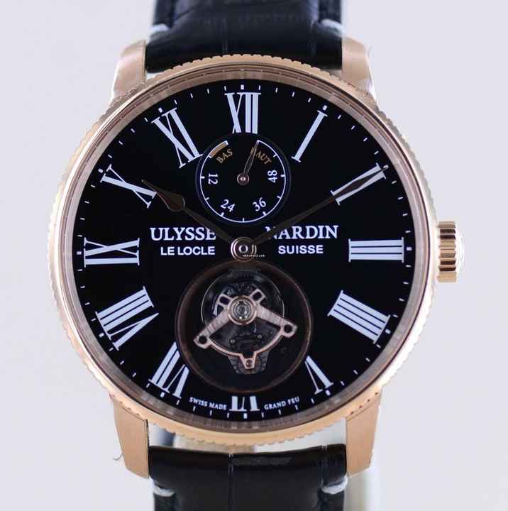  Ulysse Nardin Marine Torpilleur Tourbillon 18K Rosé Gold Automatic Black Enamel Limited 