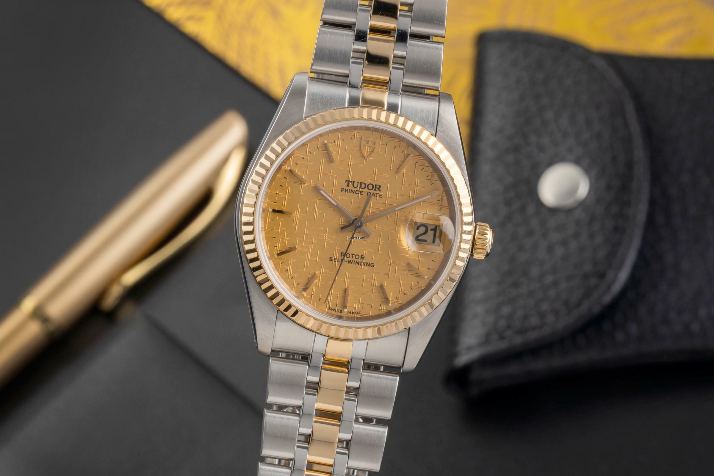 Tudor Prince Date Stahl / Gold Linen Dial Automatik Ref. 74033 Papiere