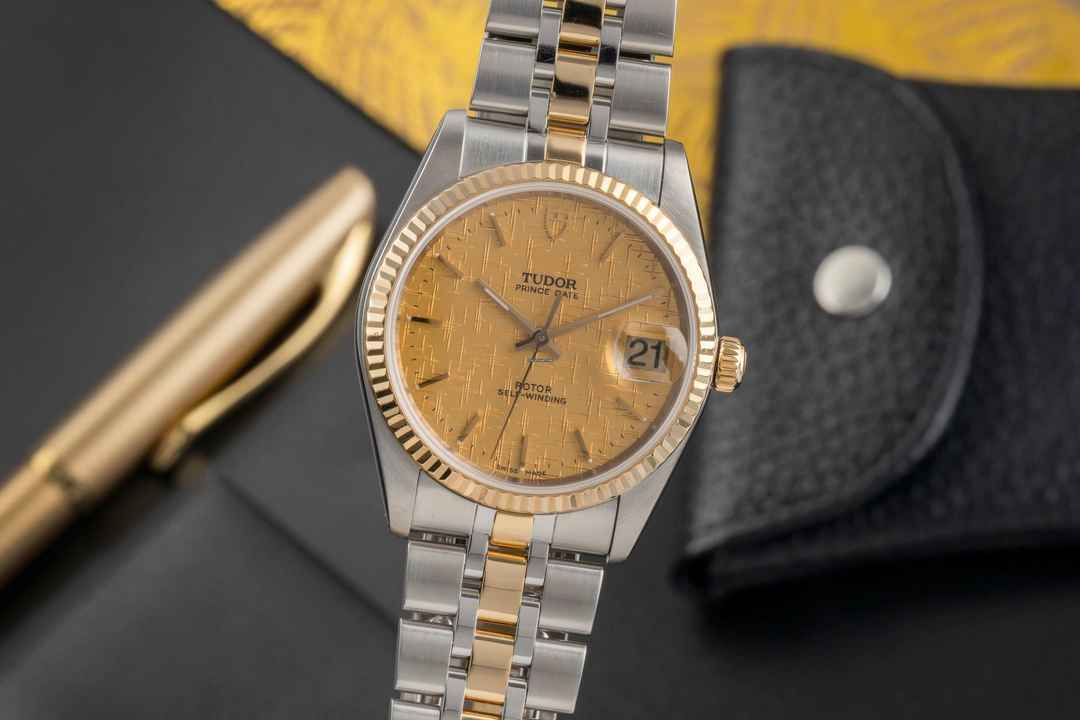  Tudor Prince Date Stahl / Gold Linen Dial Automatik Ref. 74033 Papiere  