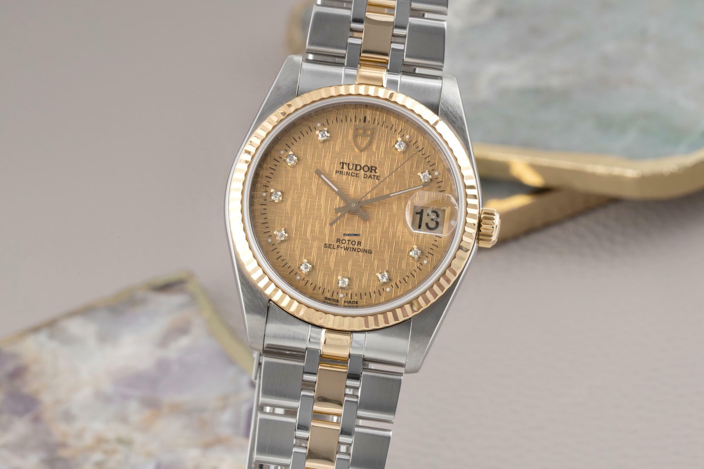 Tudor Prince Date Stahl / Gold Automatik Diamanten Ref. 74033 Klassiker