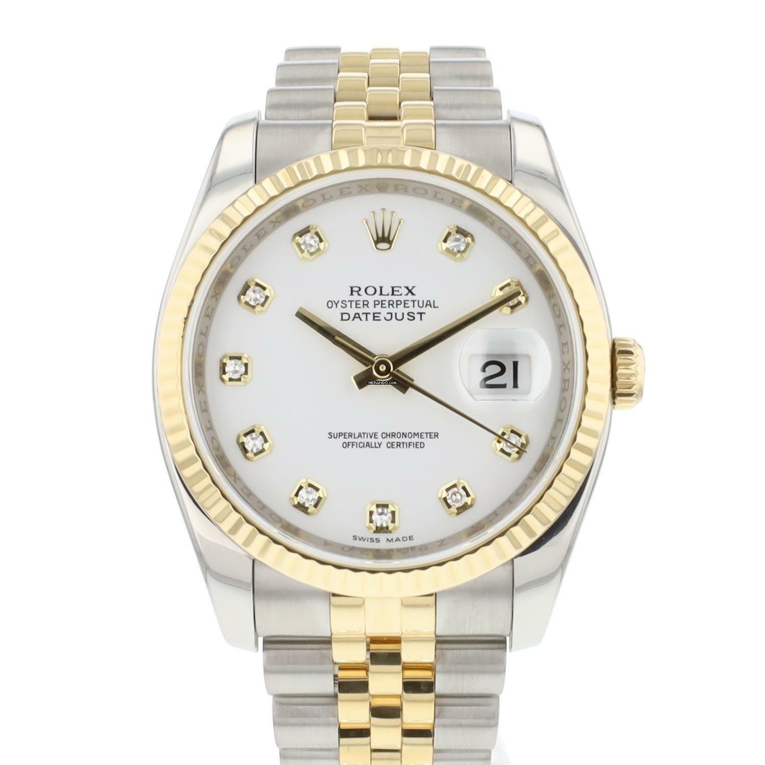Rolex Datejust 36 Steel Gold Jubilee Fluted White Diamond Dial </h1>