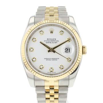  Rolex Datejust 36 Steel Gold Jubilee Fluted White Diamond Dial </h1> 