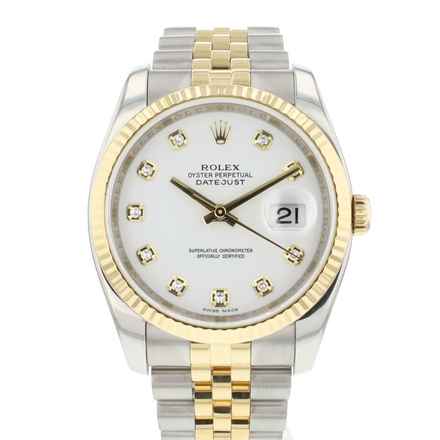  Rolex Datejust 36 Steel Gold Jubilee Fluted White Diamond Dial </h1> 