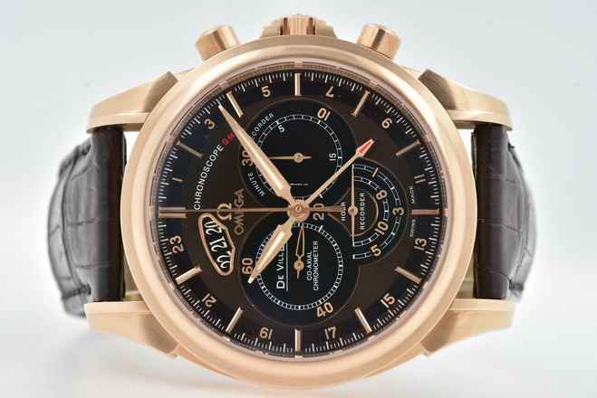  Omega De Ville Co-Axial GMT Chronograph 18k Rose Gold 42253445213001 </h1> 