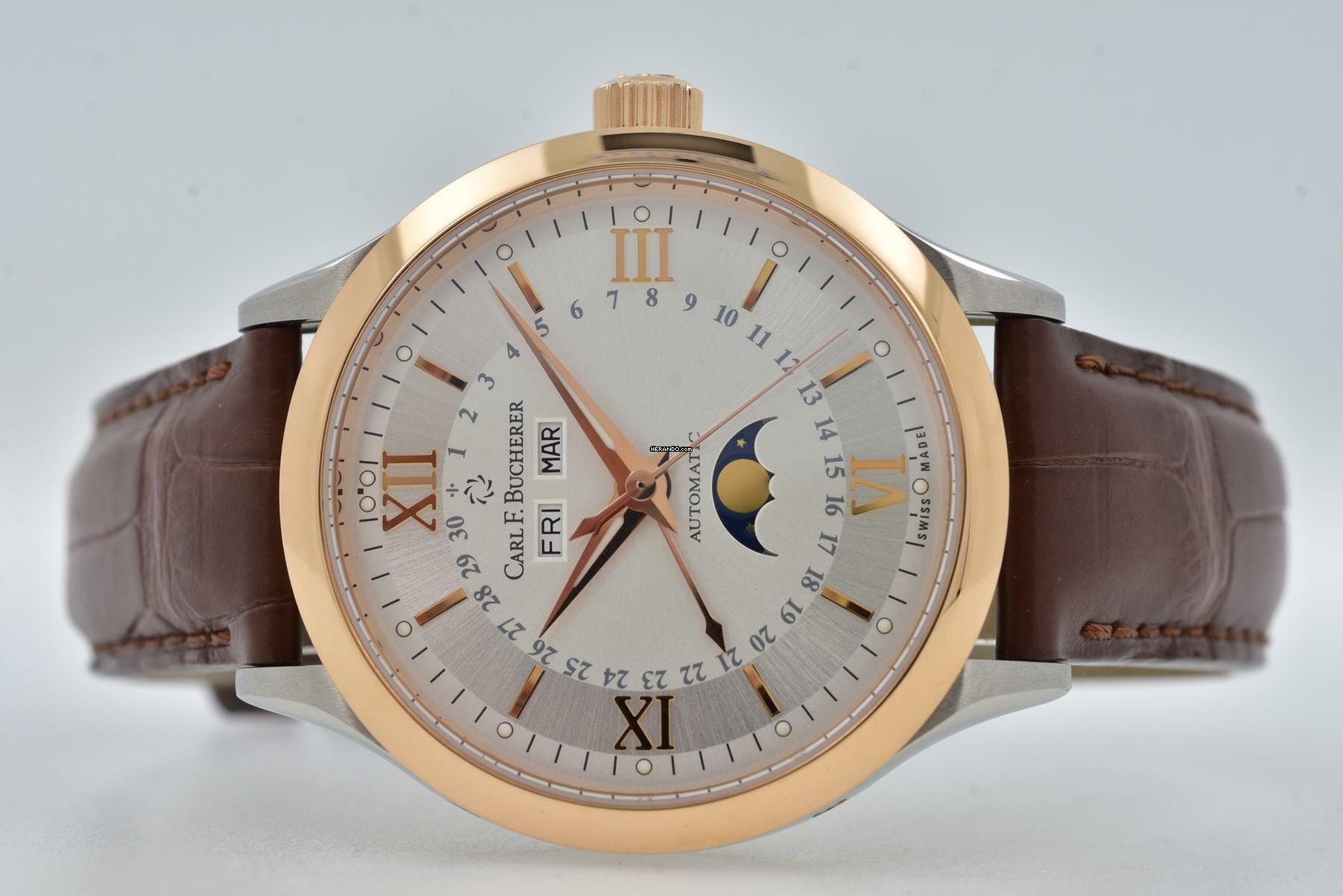 Carl F. Bucherer Manero Calendar Moonphase Day Date 18k Steel Gold 00.10909.07.15.01 </h1>