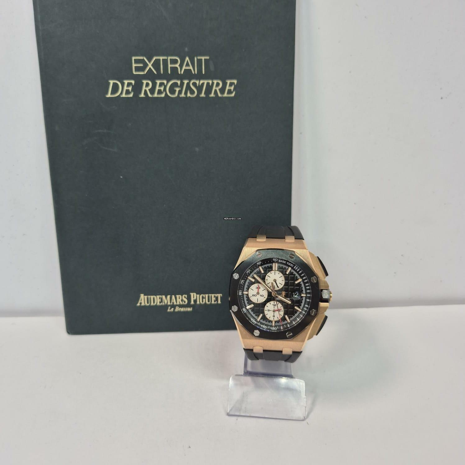  Audemars Piguet Royal Oak Offshore Chronograph Chrono Ouro Rosé & Cerâmica 44mm Automático Completo 