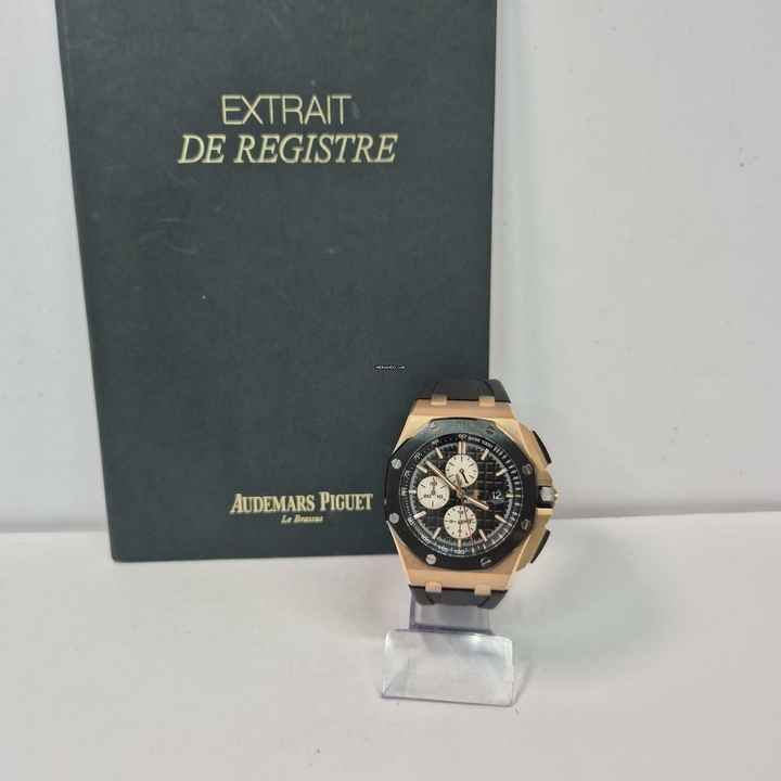  Audemars Piguet Royal Oak Offshore Chronograph Chrono Ouro Rosé & Cerâmica 44mm Automático Completo 