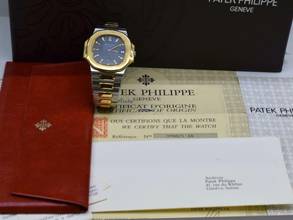 Thumbnail von Patek Philippe Nautilus 3700 Steel/gold Blue Dial Original Box / Warranty 1982 Very Rare