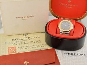 Thumbnail von Patek Philippe Nautilus 3700 Steel/gold Blue Dial Original Box / Warranty 1982 Very Rare