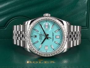 Thumbnail von Rolex Datejust Turquoise Dial With After Diamonds Bezel - Full Set 36mm