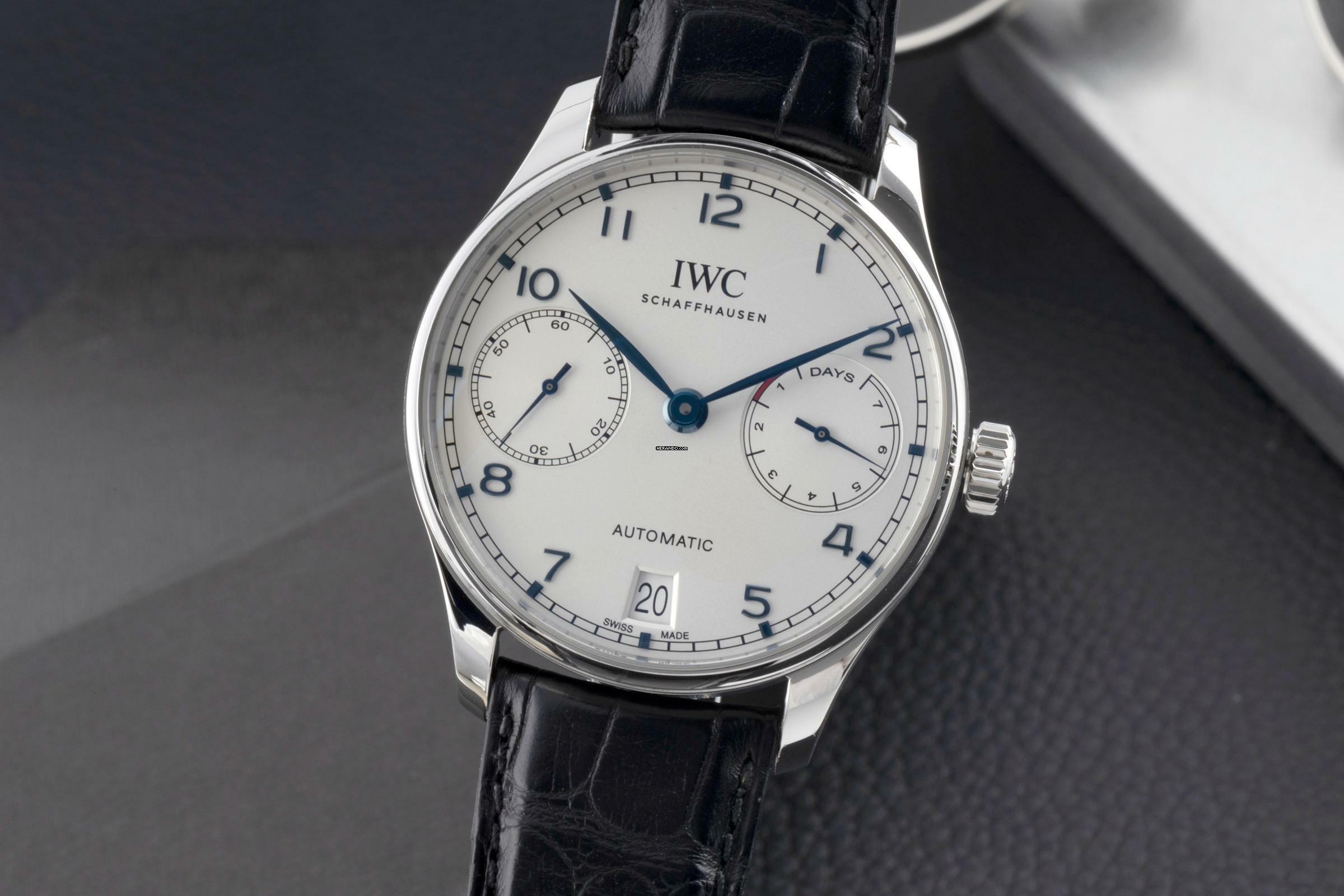 IWC Portugieser Automatik 7 Days Edelstahl Automatik Herrenuhr Ref. IW500705 Papiere