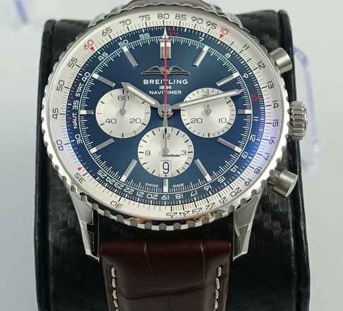  Breitling Navitimer 1 B01 Chronograph 46 Blue Full Set / New Watch 