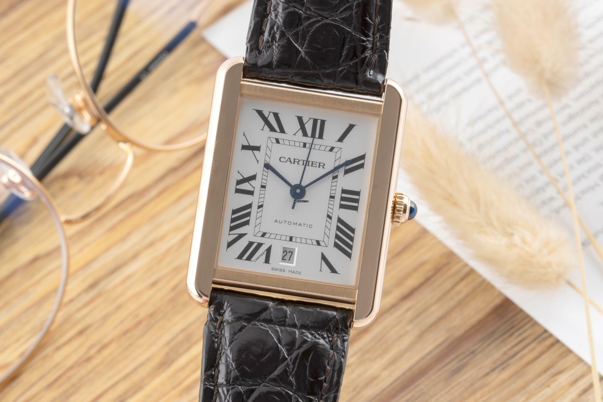 Cartier Tank Solo Stahl / Gold Datum Automatik Herrenuhr Ref. W5200026 Papiere 2023