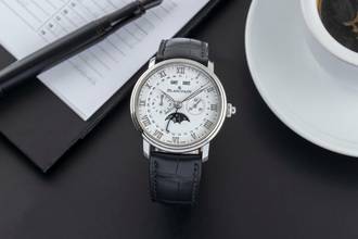 Thumbnail von Blancpain Villeret Complete Calendar Chronograph Stahl Automatik Herrenuhr Ref. 6685-1127-55B