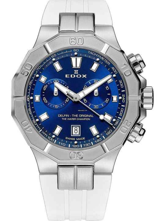  Edox 10113-3CAB-BUIN Delfin Chronograph Herrenuhr 43mm 20ATM 