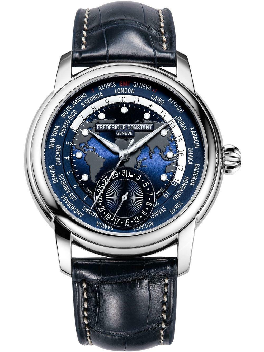  Frederique Constant FC-718NWM4H6 Classic Worldtimer Automatik Herrenuhr 42mm 5ATM  
