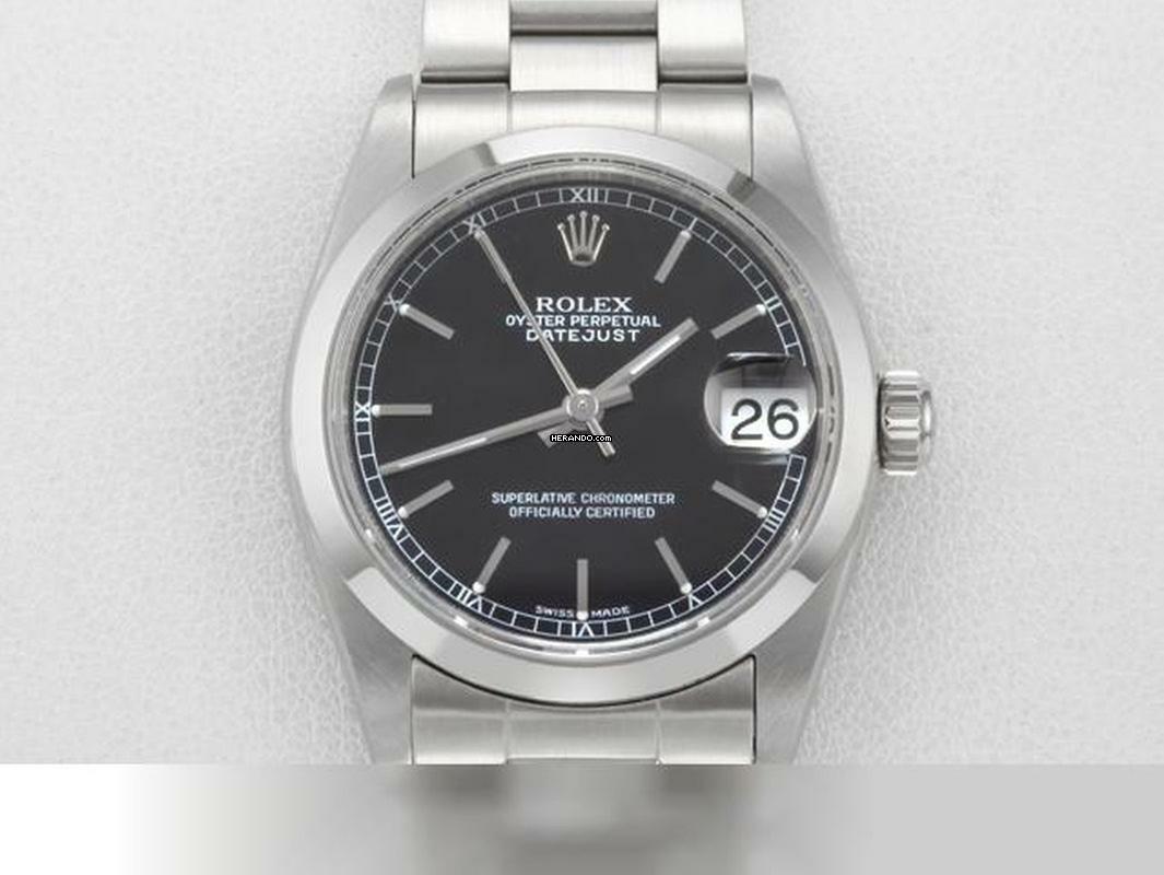 Rolex Datejust 31 31mm Medium 2003 Lc100 Edelstahl Automatik Damenuhr Stahl Stainless Steel Oyster-band Chronometer Black Dial