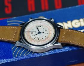Thumbnail von Longines SUPER RARE 13ZN TRE-TACCHE CHRONOGRAPH WITH SANDWICH DIAL 4974