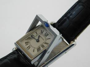 Thumbnail von Cartier Basculante 2386 im Traum Zustand mit original Cartier Krokoband und Schließe