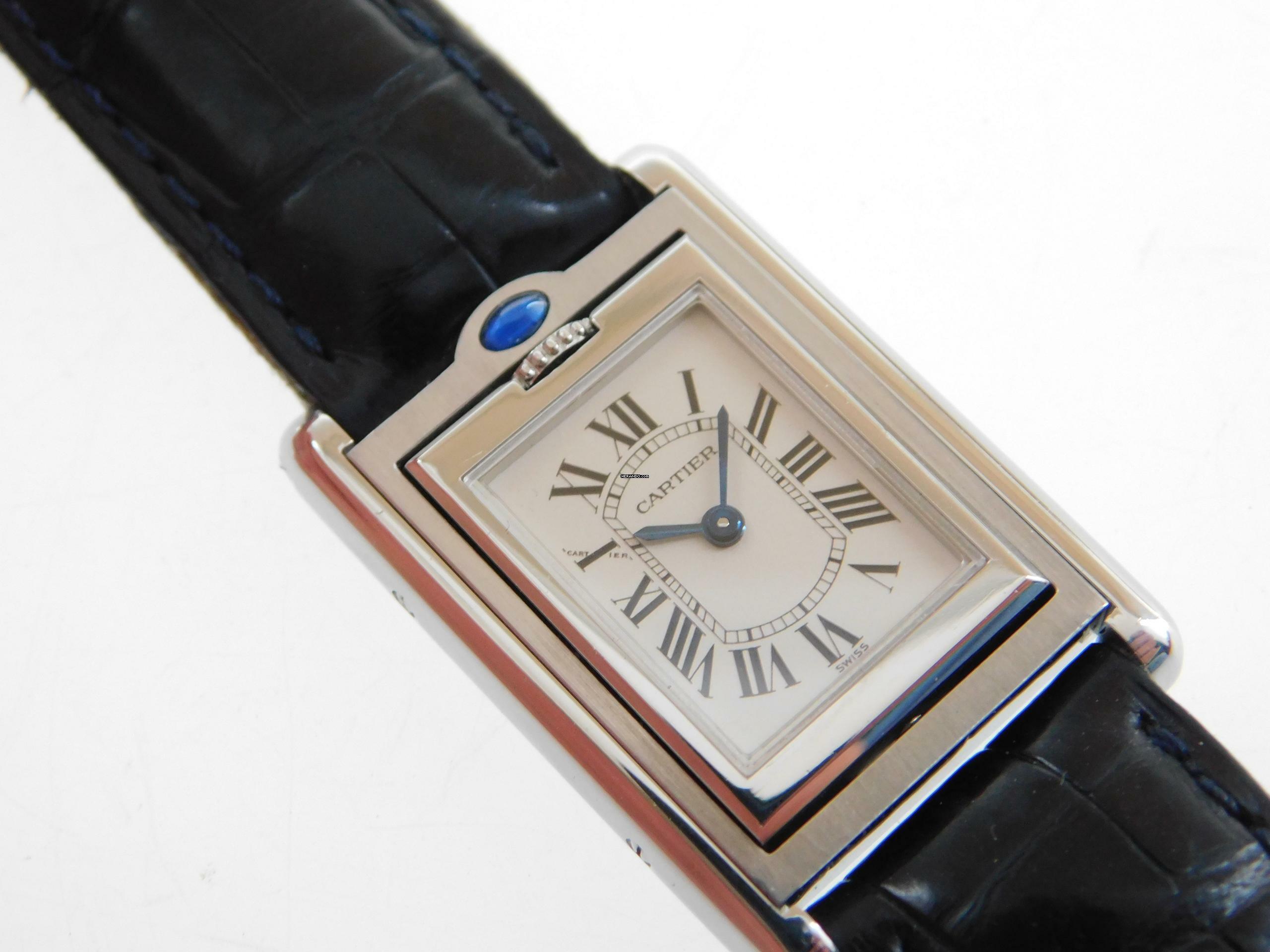Cartier Basculante 2386 im Traum Zustand mit original Cartier Krokoband und Schließe