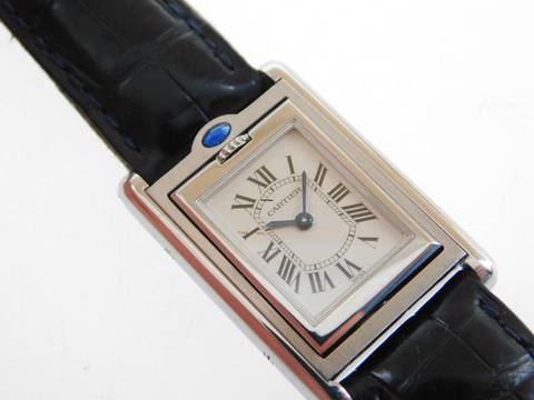  Cartier Basculante 2386 im Traum Zustand mit original Cartier Krokoband und Schließe 