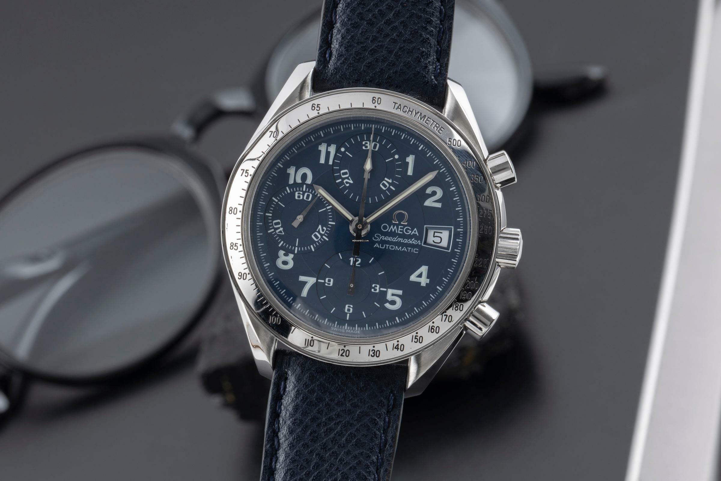 Omega Speedmaster Date Blue Dial Chronograph Automatik Ref. 3513.82.00
