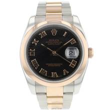 Thumbnail von Rolex Datejust 36 Steel / Everose Gold Sunburst Black Roman Dial
