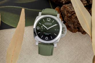 Thumbnail von Panerai Luminor Marina Automatic Verde Smeraldo Stahl Automatik Ref. PAM01356 B&P 2023