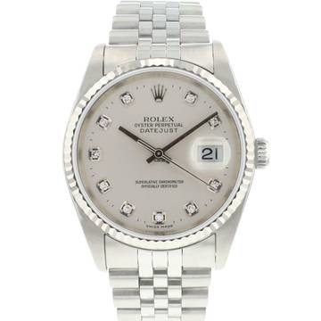  Rolex Datejust 36 Jubilee Fluted Silver Diamond Dial 