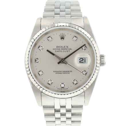  Rolex Datejust 36 Jubilee Fluted Silver Diamond Dial 