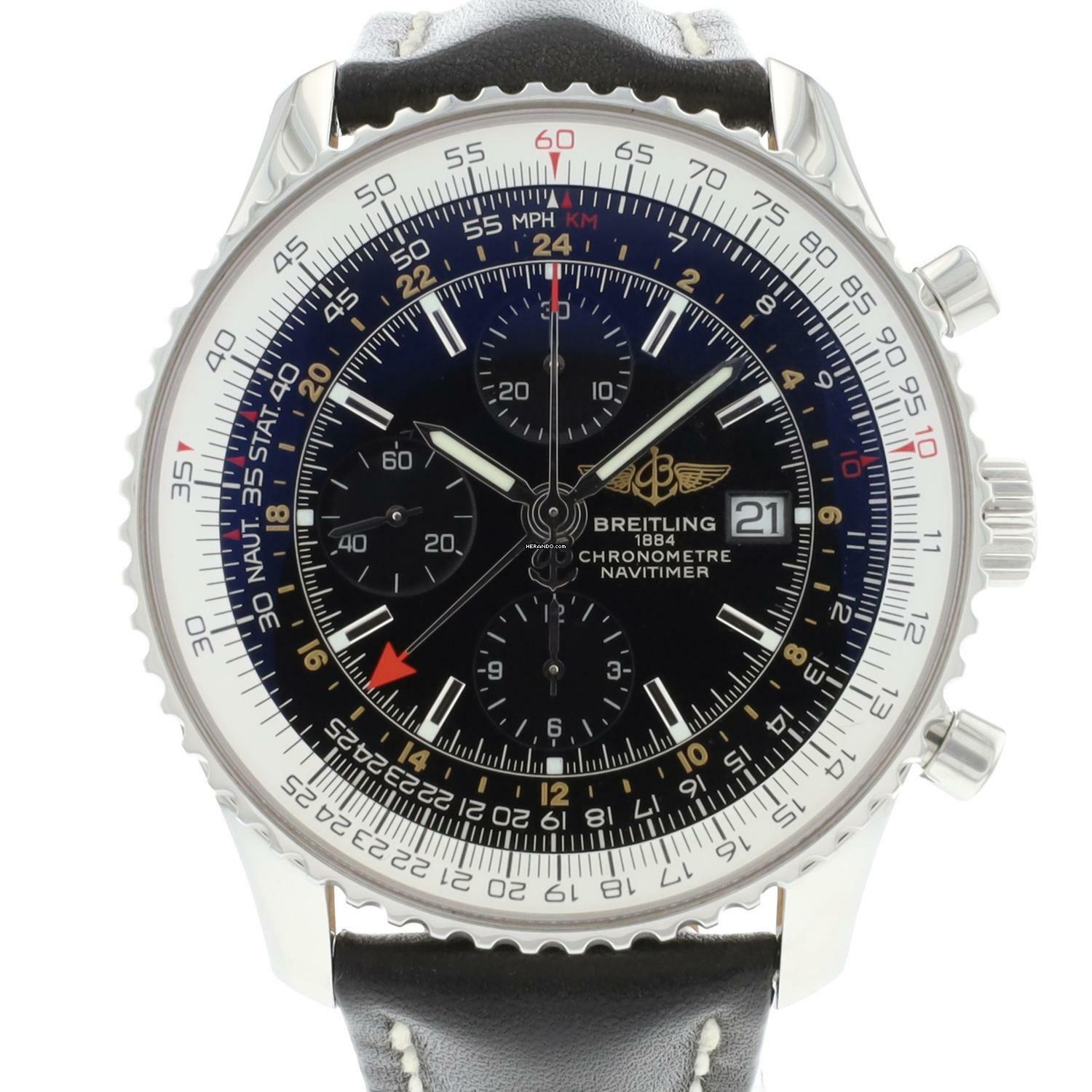  Breitling Navitimer World GMT Chronograph Black Dial 46MM  