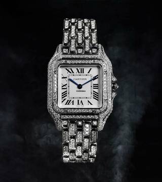  Cartier Panthère Steel 27mm size,Nice condition Quarz Diamonds After Market Iced Out Box+Papers Open date with papers 