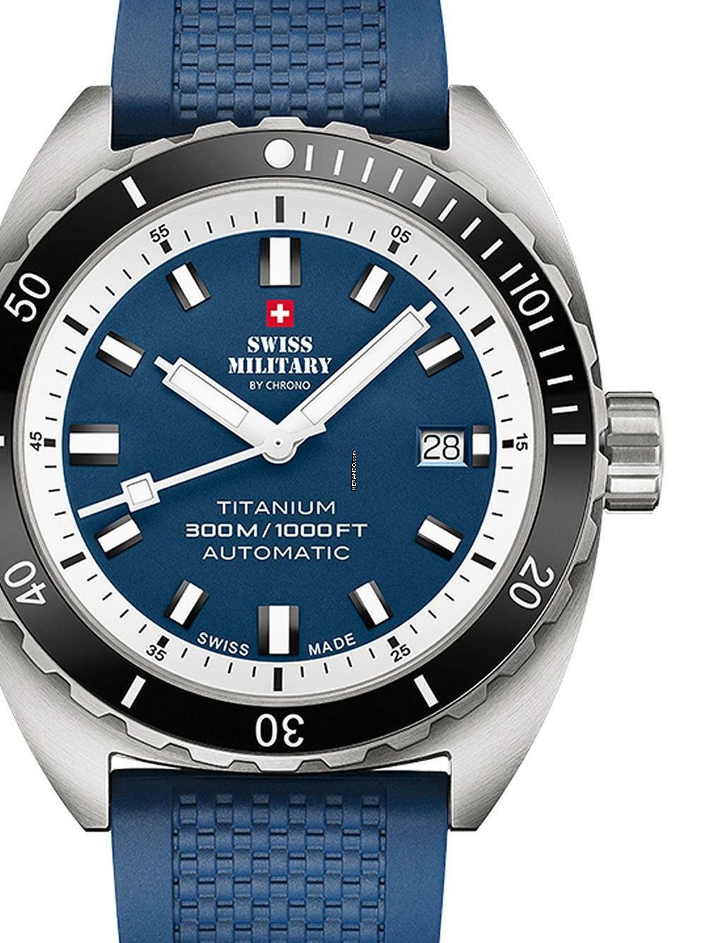 Swiss Military SMA34100.09 Diver Titanium Automatik Herrenuhr 42mm 30ATM