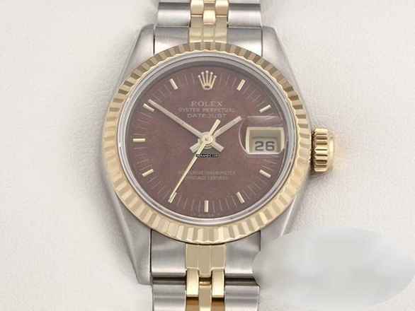  Rolex Lady-Datejust Edelstahl Gelbgold 750 Holz-zifferblatt Automatik Gold Stahl Damen Wood Dial Stainless Steel 18kt Yellow Gold Jubilé-band Chronometer Oyster 