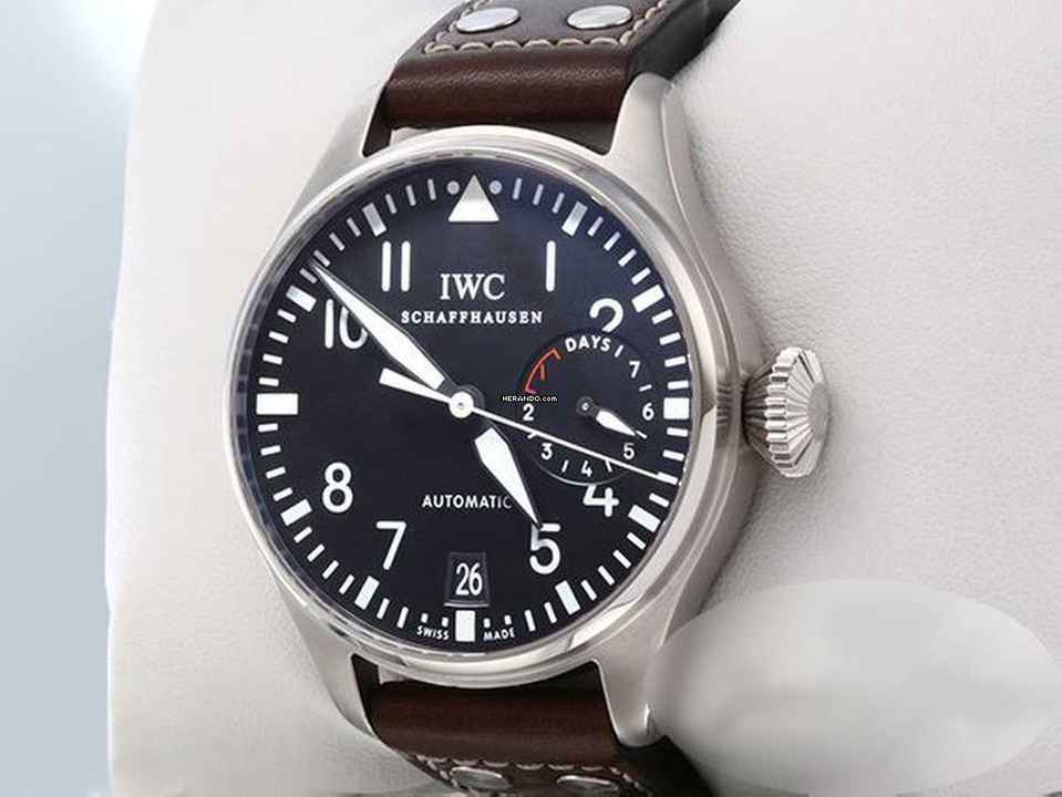  IWC Große Fliegeruhr Big Pilot Fliegeruhr Automatik Iw5004 Iwc-service 2023 Edelstahl Stahl Steel Black Dial  