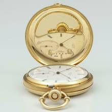 Thumbnail von Jules Jürgensen 150g schwere 20''' 18k Gelb Gold Anker-Chronometer Taschenuhr 1867 mit Jürgensens patentierter Bügel-Zeigerstellung