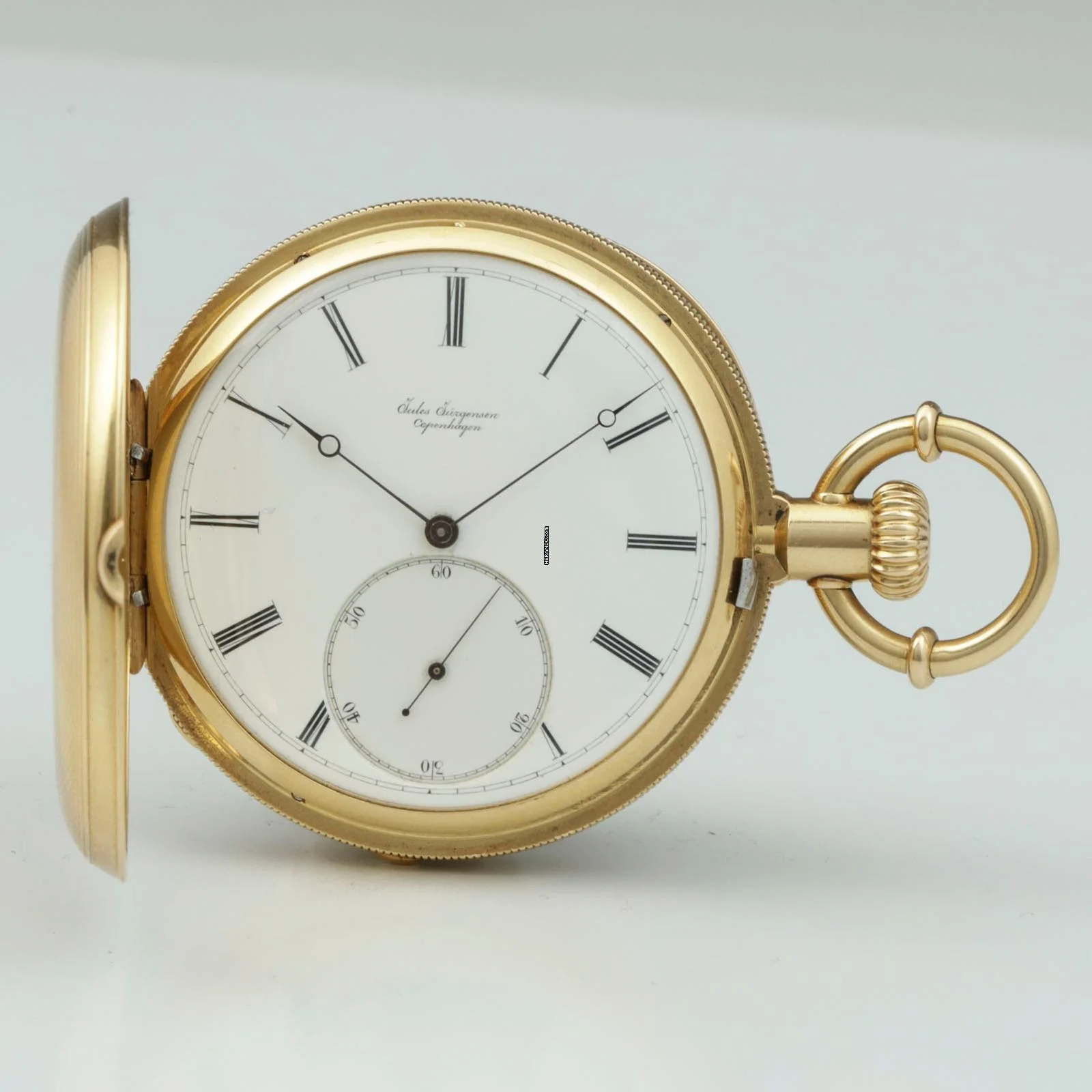 Jules Jürgensen 150g schwere 20''' 18k Gelb Gold Anker-Chronometer Taschenuhr 1867 mit Jürgensens patentierter Bügel-Zeigerstellung
