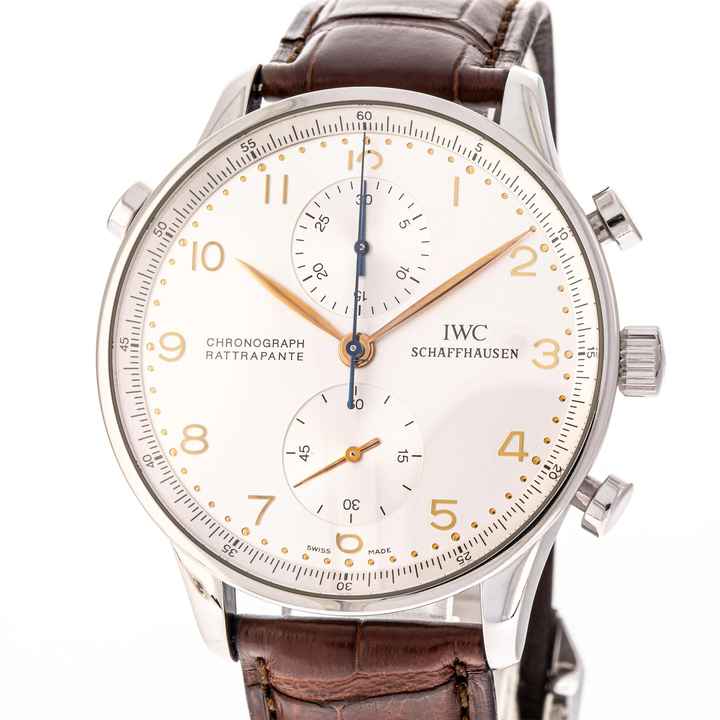  IWC Portugieser Chronograph Rattrapante Chronograph 41 White – IW3712 – like NEW – 1998 Full Set 