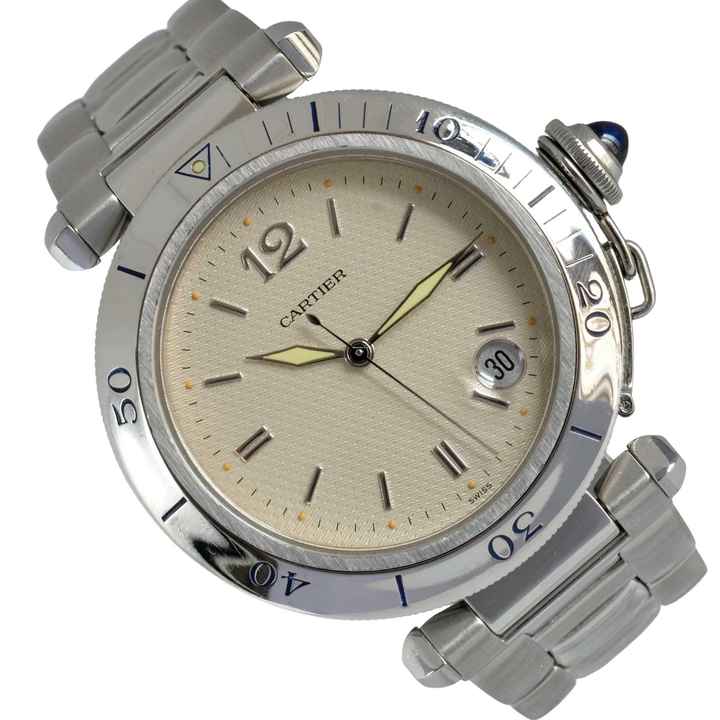  Cartier Pasha Classic Date 38MM Ivory waffle dial Automatic 